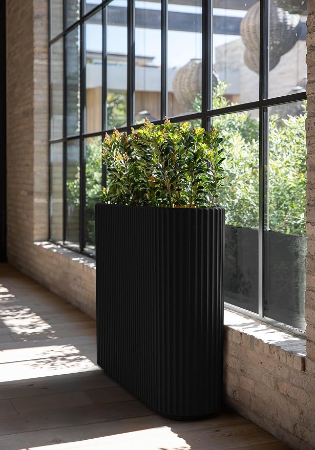 Veradek Demi Series Span Planter for Front Porch, Patio, Backyard | Durable Plastic-Stone Composite Material | Modern Décor for Shrubs, Flowers
