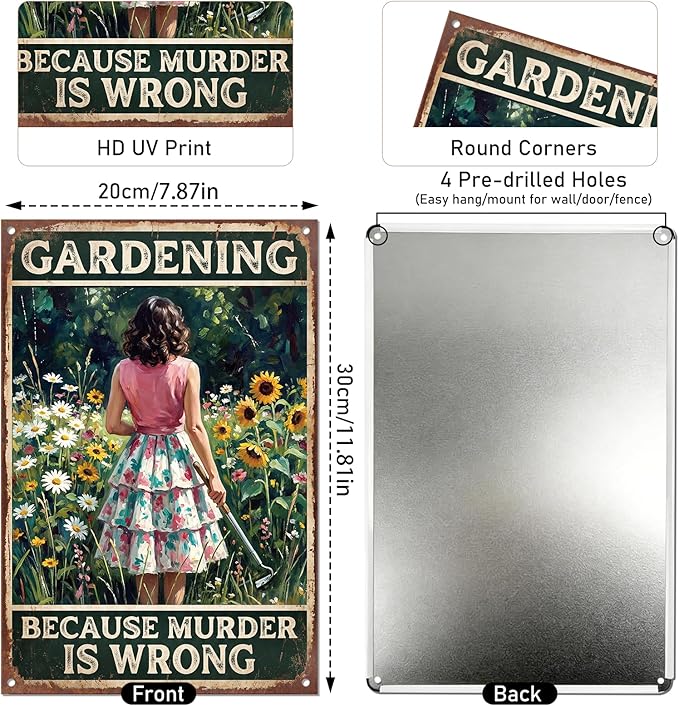 Rngmsi Metal Garden Signs for Outside, 5PCS Funny Vintage Garden Decor Decorative Outdoor Yard, Gardening Housewarming Gifts Decorations for Women and Plant Lovers