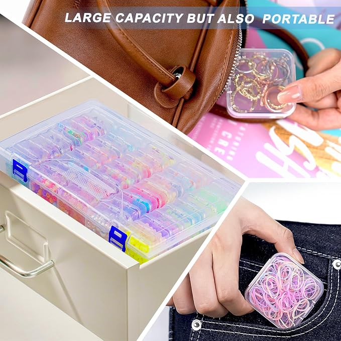 DILIBRA Bead Organizer Box, 92Pcs Small Bead Organizers and Storage Plastic Cases, Mini Clear Storage Containers Boxes with Hinged Lid for Diamond Painting Accessories Seed Jewelry Crafts