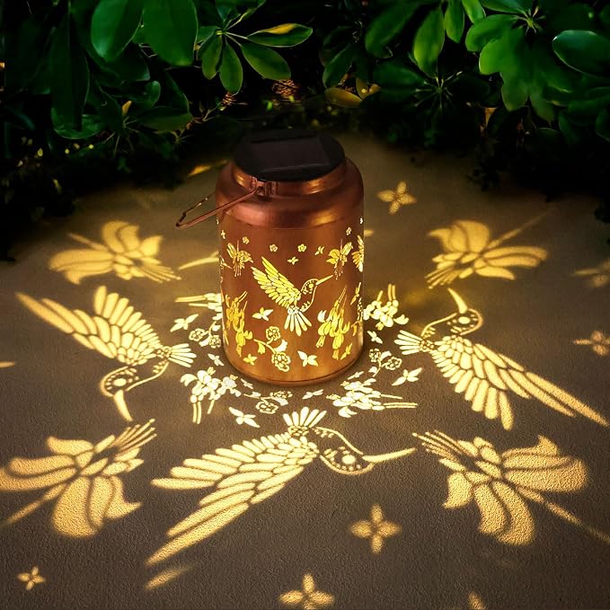 Fathers Day Gift Dad Hummingbird Solar Lanterns Outdoor Waterproof Hanging,Solar Lights Metal Summer Decor Garden,Patio,Yard,Lawn,Backyard,Front,Porch Gifts Women Mom Grandma Men
