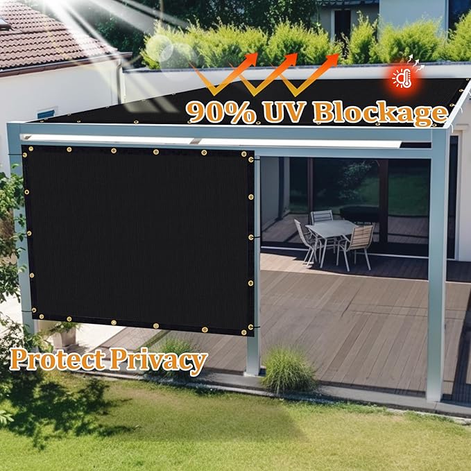 Shade&Beyond Customized Size 9' X 16' Shade Cloth with Grommets, 90% UV Protection UV Protection Mesh Tarp Sun Screens for Patio GN01, Black