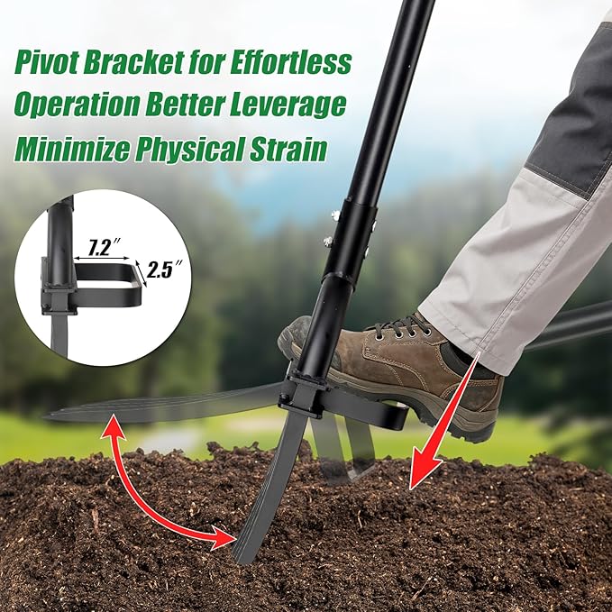 5-Tine Heavy Duty Garden Fork, 69" Metal Pitch Fork with Ergonomic D-Grip Handle for Digging, Weeding, Soil Loosening, Composting