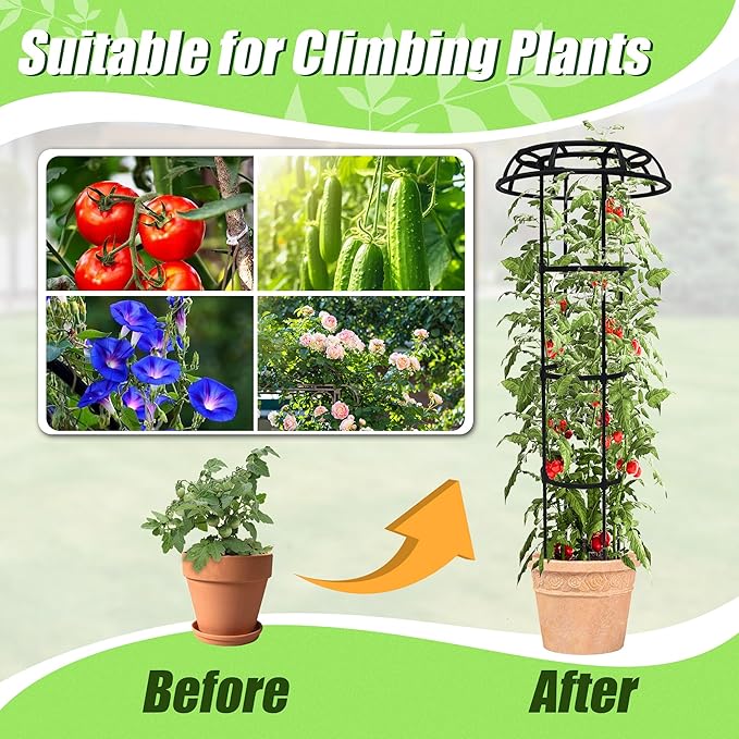 Quibbay Garden Trellis for Climbing Plants Outdoor, 53 Inch Mushroom Top Trellis for Climbing Plants, Plant Trellis Support for Potted Plants Climbing Vine Rose Clematis Vegetable Trellis, 2 Pack