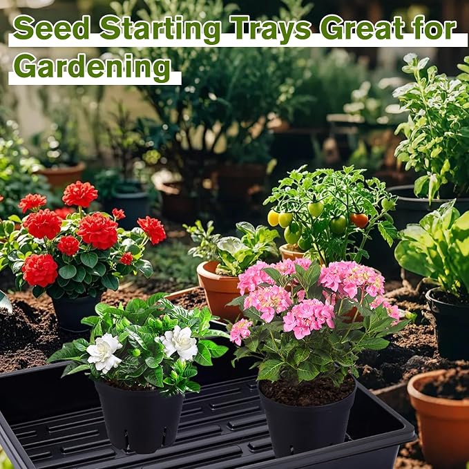 Seed Starter Tray Kit - 60-Pack 3.4 Inch Round Nursery Pots with Drainage Holes, 5 Seedling Trays, 100 Plant Labels & 2 Transplanting Tools for Vegetables, Flowers, Herbs Seed Starting