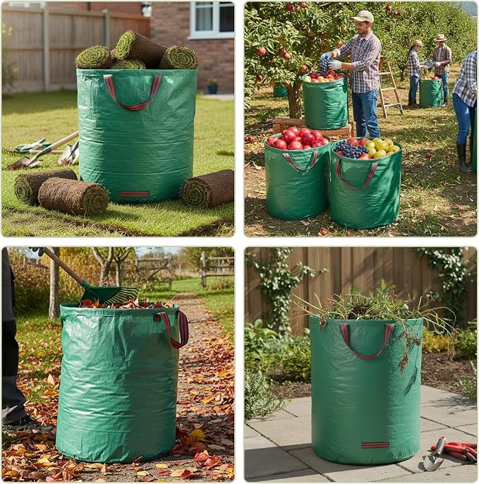 Dntorx 132 Gallons Reusable Yard Waste Bags, 2 Packs Lawn and Leaf Bags With Reinforced Handles, Collapsible Garden bag For Leaves,Grass,Storm Debris,Construction Waste, Standable&Foldable