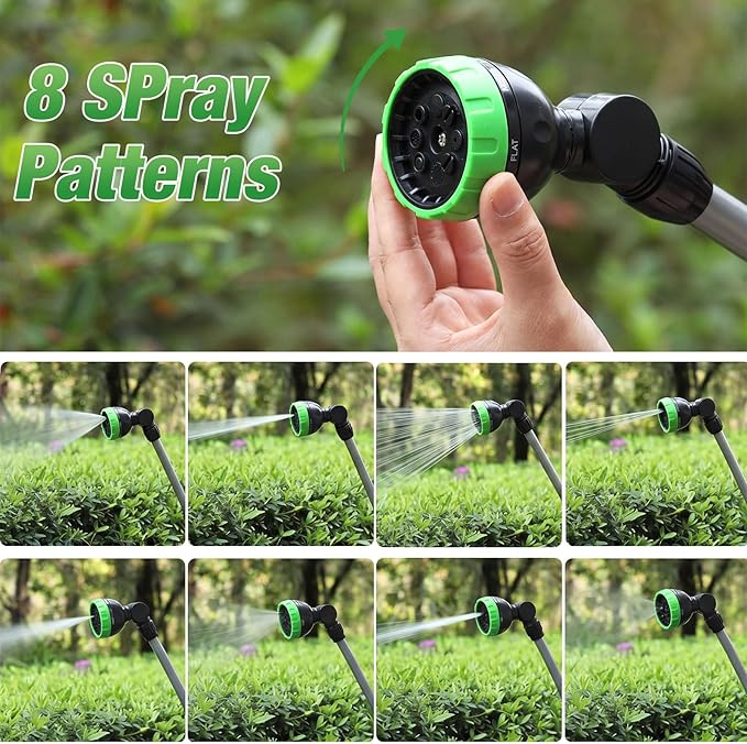 Meanplan 2 Pack Metal Watering Wand for Garden Hose, 20 Inch Hose Sprayer with 180 Degree Swivel Head, 8 Spray Patterns, Thumb Control, Heavy Duty Nozzle for Hanging Baskets, Planters