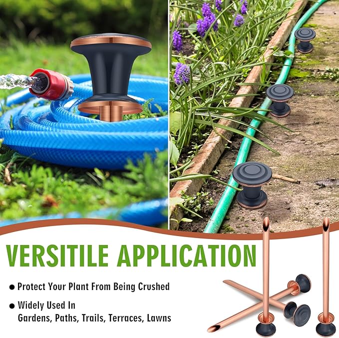 Tandefio 5 Pcs Garden Hose Guide Stake 17 Inch Heavy Duty Decorative Metal Water Hose Guide Stake for Garden, Lawn, Plants and Flower Beds