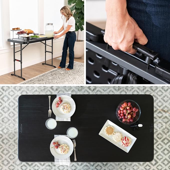 LIFETIME 4-Foot Commercial Adjustable Folding Table, Black