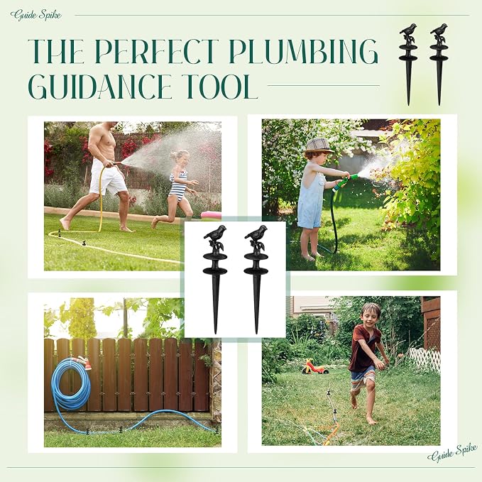 MorningRo 2 Pcs Garden Hose Guide Spike 12 Inch Heavy Duty Metal Hose Support Spike Aluminum Decorative Garden Stakes Protector to Keeps Flower Beds Plant Yard Lawn (Bird)