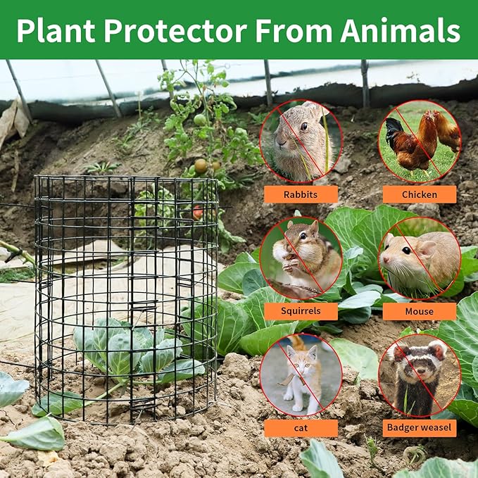 5 Pack Plant Protector from Animals, 24x12 Inches Wire Plant Protector, Plant Cages to Keep Animals Out