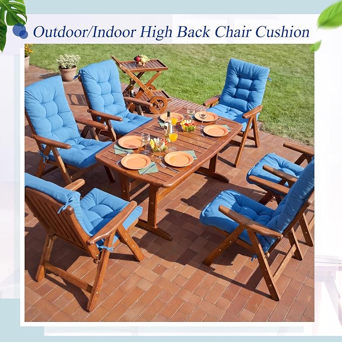 Juexica 4 Sets Outdoor Patio Chair Cushions Seat High Back Tufted Pillow Replacement Rocking Chair Cushions Pads for Patio Summer Seasonal Indoor Home Office(17 x 17 Inch,Military Green)