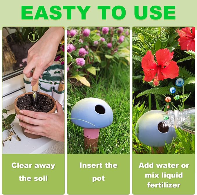 Self Watering Planter Insert Terracotta Watering Spikes Premium Plant Watering Devices Irrigation Dripper Self Watering Spikes Automatic Plant Accessories 4 Packs