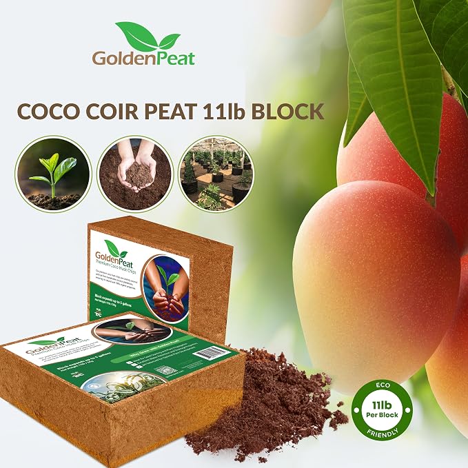 Organic 11 lb Compressed Coco peat Block is a high-Performance, Nutrient-Rich Coco Pith with Low - Medium EC for Heavy-Feeding Plants. Specially Engineered for Optimal Root Growth