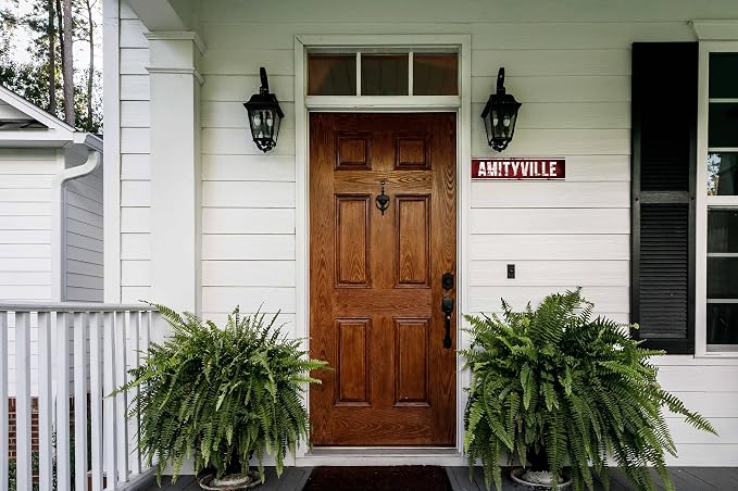 Vintage Tin Sign Retro Metal Amityville Signs For Home Decor Stylish Wall Art Plaques Gift For Home Bathroom Kitchen And Gothic Wall Decor In Every Room 4x16 In
