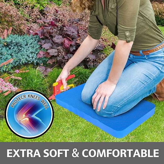 HOOPLE Extra Thick Kneeling Pad 1.5 Inch, Large Foam Kneeling Cushion for Gardening, Bathing, Exercise, Yoga & Garage Work, Waterproof Comfort Knee Mat for Gardeners & Home Use, Blue 17.5 x 11 x 1.5 Inches