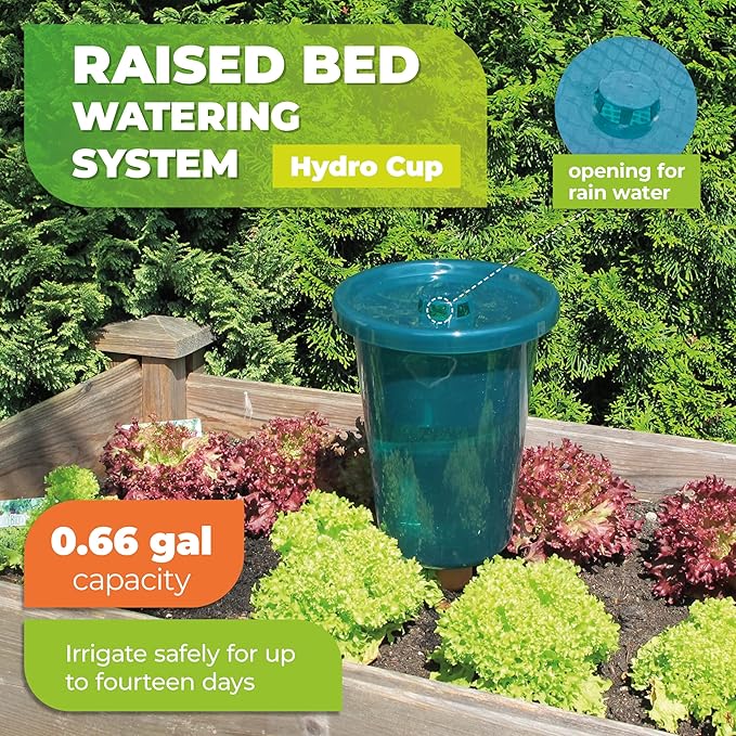 BioGreen HYDRO CUP Self Watering Planter Insert | 0.66 gal | Clay Spikes & Cup | Plant Watering Globes w/ Level Indicator | Terracotta/Green | 4 Pcs
