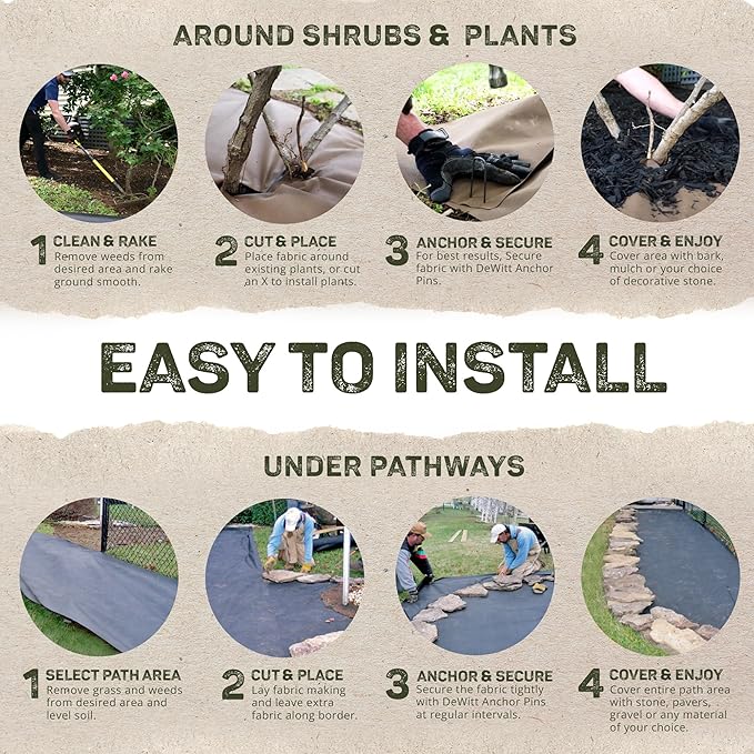 Dewitt Garden Weed Barrier Natural Paper Mulch, Black, 4 x 300 Feet – Organic Gardening Ground Cover Mat for Vegetable Gardens, Beds, Greenhouse, and Outdoor Planting Areas