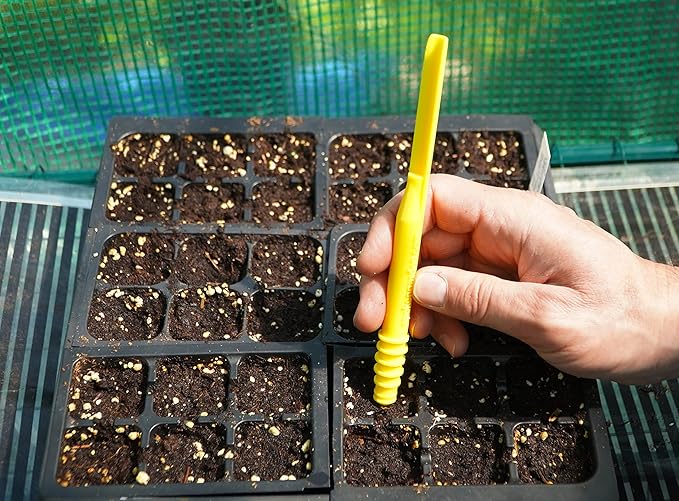 Dibby XL Seed Sowing Tool – Precision Garden Dibber Planter & Seedling Transplanter with 1/8”–1½” Depth Markings – Made Exclusively in The USA (Multiple Sizes & Colors) (SG-XL-YE)