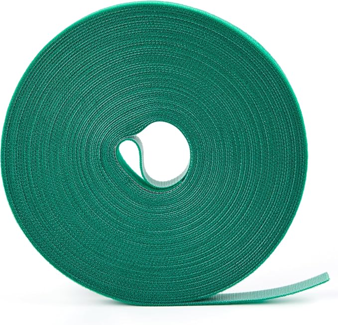 50 ft x 1/2 inch Reusable Plant Ties Roll for Indoor & Outdoor Plants, Non-Toxic Soft Garden Ties, Cut-to-Length Nylon Ties, Gentle Support for Climbing Plants, Tomato Peppers & Vines, Green