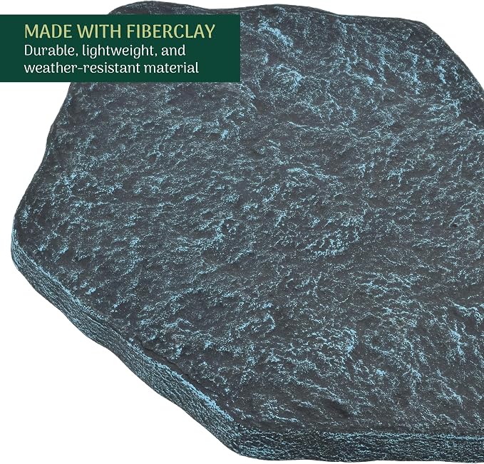 Arcadia Garden Products Set of 4, 16x17” Brushed Teal Stepping Stone Fiberclay Pavers, Outdoor Garden Natural Repeatable Pattern Pathway, Faux Stone Decorative Landscaping Walkway