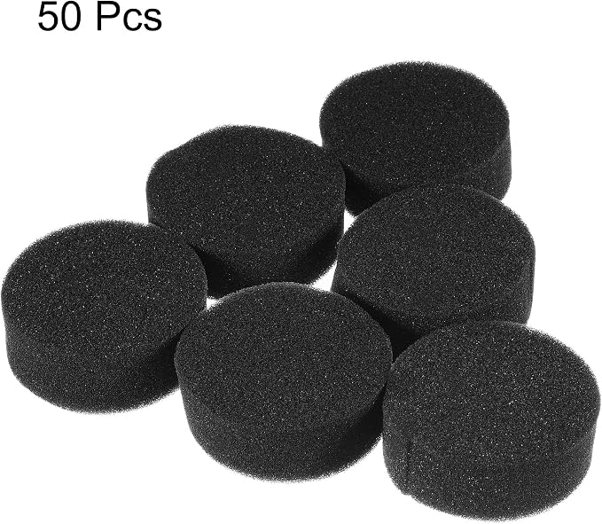 MECCANIXITY 50pcs Hydroponic Sponges, 2.76" Growing Media Cylindrical Sponges for Home Vegetable Flower Planting, Black