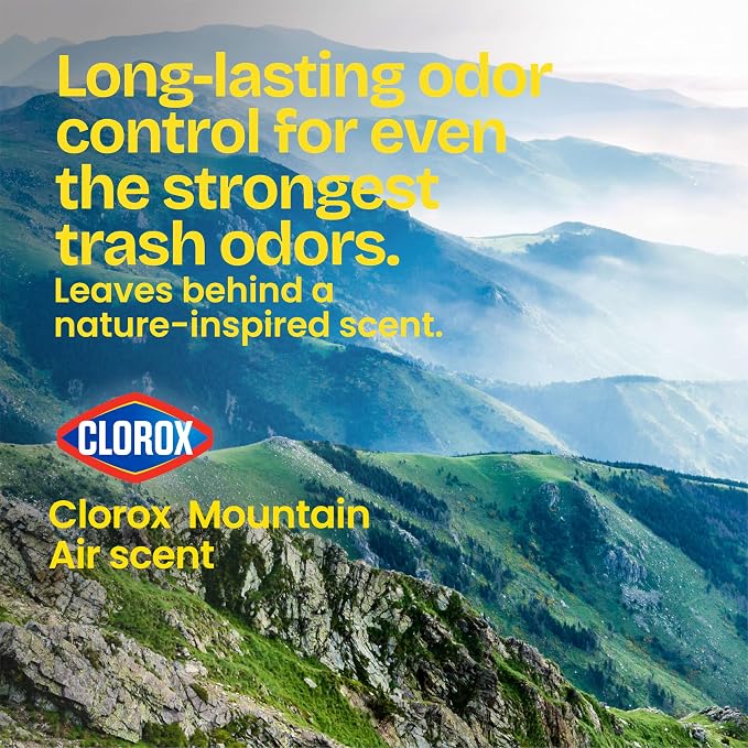 Glad Large 30 Gallon Trash Bags, Clorox Mountain Air Heavy Duty Garbage Bags, Forceflex with Drawstring, 25 Count (Packaging May Vary)