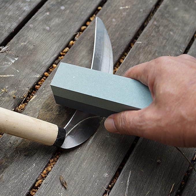 KAKURI Sickle Sharpening Stone Handheld Pocket Size, Garden Tool Sharpener, Small Whetstone Shaepening Tool for Sickle, Hoe, Weeder, Nata hatchet