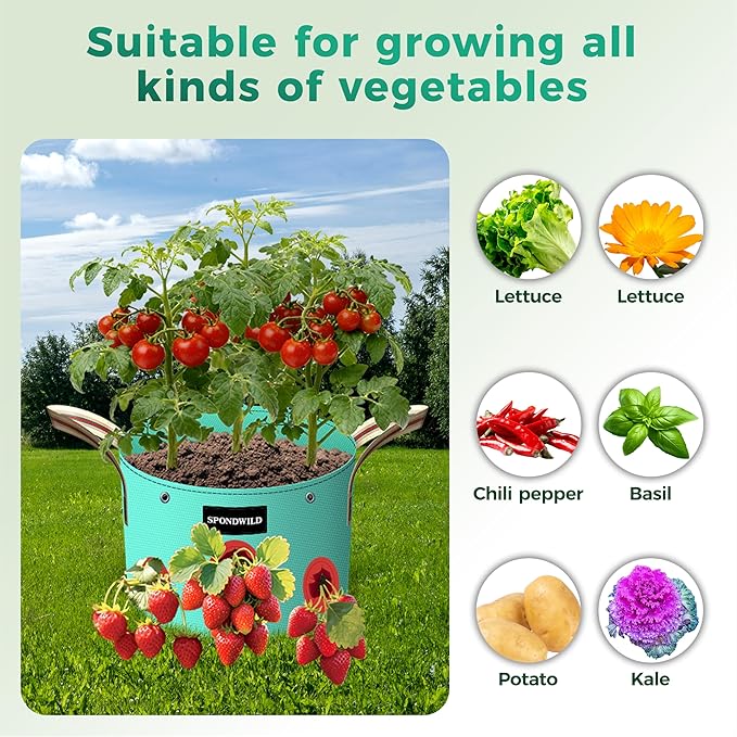7 Pack 1 Gallon Grow Bags Heavy Duty 180G Thickened PE Plant Pots with 8 Breathable Holes Design