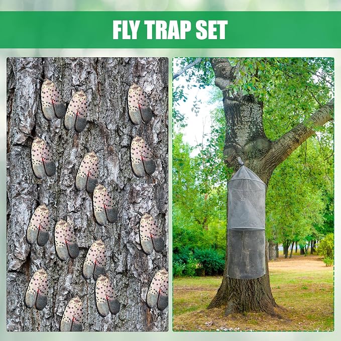 Qualirey 2 Pack Spotted Lanternfly Traps Lantern Fly Killer Mesh Tree Trap with Jute Rope and Nails Effective Way to Catch Lantern Flies and Nymphs (Grey)