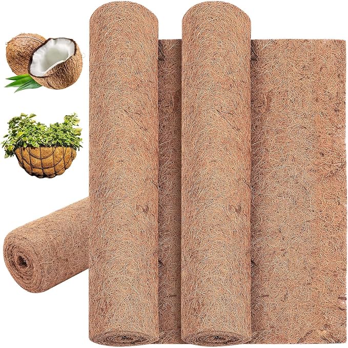 Jetec Coconut Liners for Planters, 24x 140 Inch Natural Coco Planter Roll Liner for Hanging Basket, Reptile Carpet, Fiber Mat, Garden Decoration, Animal Pet Reptile Pad