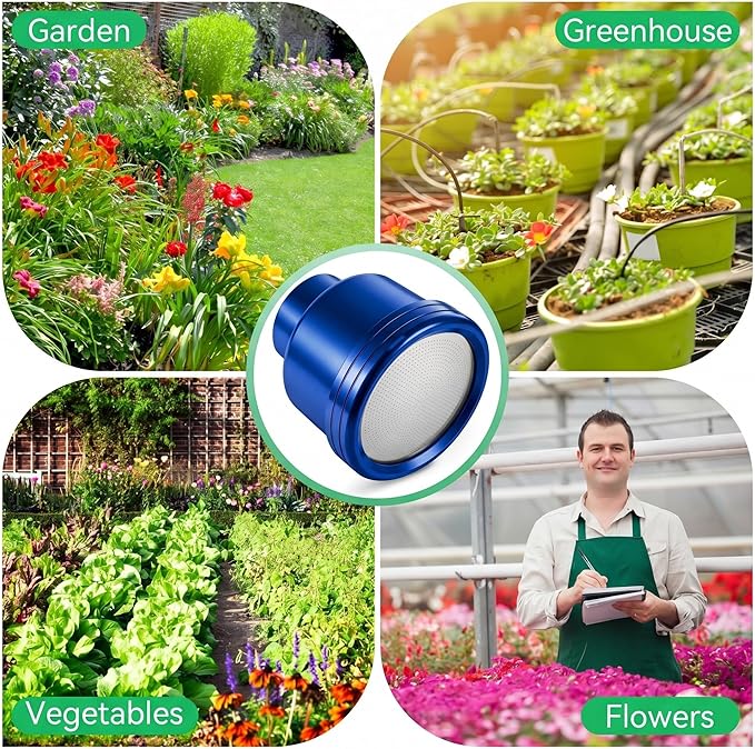 Dreyoo 1 Pack Water Nozzle with 3000 Tiny Holes, 3/4'' Aluminium Alloy Garden Hose Shower Head with PTFE Thread Seal Tape for Outdoor Watering Flowers, Plants, Greenhouse, Nurseryman (2.36'',Blue)