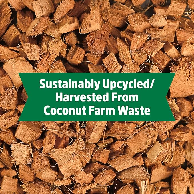 Back to the Roots 100% Organic Mulch, 58 Quart (2 Cubic ft), Expanding Coconut Husk Block for Gardening