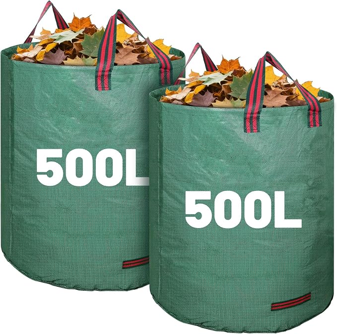Dntorx 132 Gallons Reusable Yard Waste Bags, 2 Packs Lawn and Leaf Bags With Reinforced Handles, Collapsible Garden bag For Leaves,Grass,Storm Debris,Construction Waste, Standable&Foldable