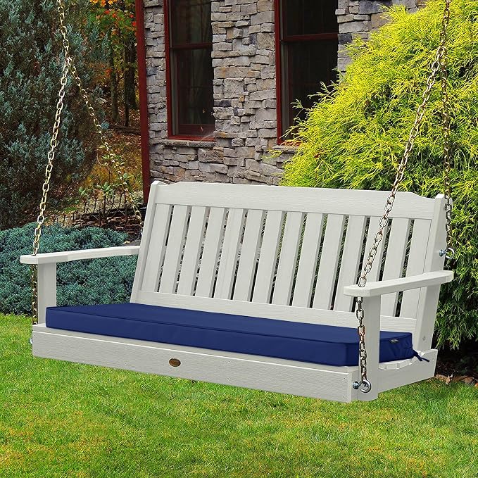 Outdoor Bench Cushions 42 x 18 Inch Thick Waterproof Porch Swing Cushions with Tie Patio Furniture Chair Cushion Bench Pad Color Fastness Backyard Seat Pads Navy
