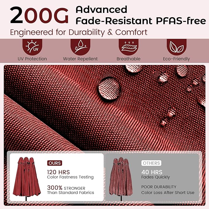 DomeShade 15ft Red Patio Umbrella with Base Included,Rectangle Double Extra Large Table Umbrella Outdoor Giant Umbrella for Porch Pool Lawn Deck,Market,Backyard Outside,Burgundy Red