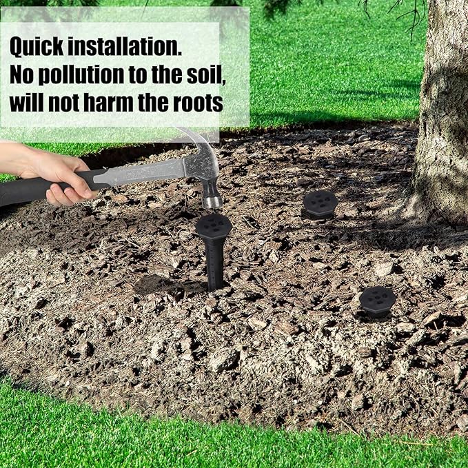 Briwooody 4 Pack Garden Plant Watering Stake Large UV-Protected ABS Plastic Deep Root Irrigation Spike for Trees, Shrubs, Bushes, Shrubs, Flowers, Fruits, Vegetables, Potted Plants (14 Inch)