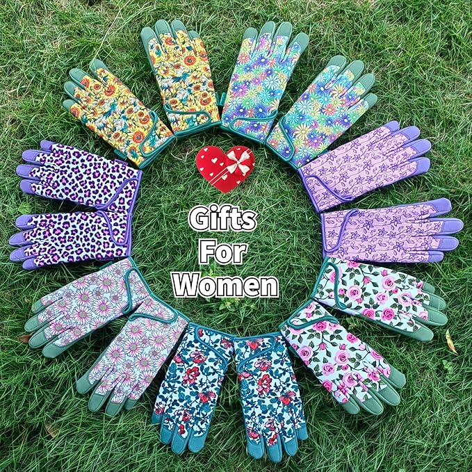 Gardening Gloves,Women Yard Work Garden Glove,Gifts | Thorn Proof,Puncture Resistant,Touchscreen,Gift,Leather,Spandex