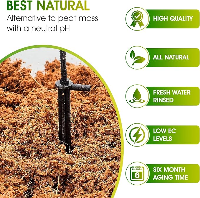Premium Coco Coir Bricks, 4 Pcs, 100% Organic Compressed Coconut Coir Starting Mix with Low EC & pH Balance for Gardening, Potting Soil, Herbs, Flowers, and House Plants