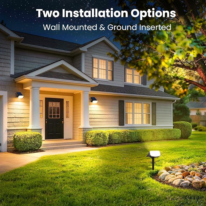 JEJOT Solar Lights Outdoor Waterproof IP65, Super Bright LED, 3000K 2 Lighting Modes, Solar Powered Yard Garden Solar Spot Lights for Outside Landscape Auto On/Off -8 Pack