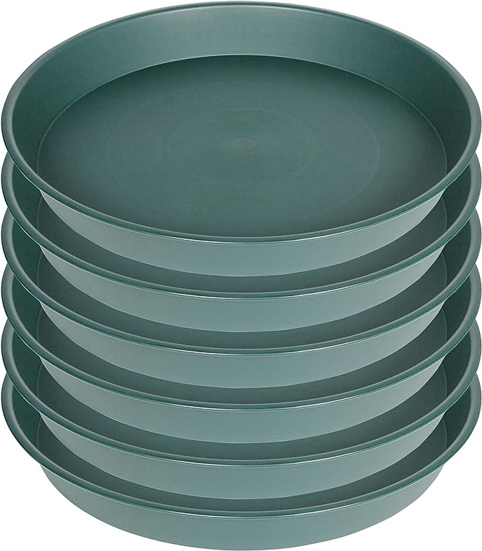 2 Pack of 20 21 inch Plant Saucer Round, Deep Plant Saucers for Pots, Heavy Duty Plastic Plant Drip Tray for Indoors Outdoor, Bird Bath Bowls, Plant Trays for Planter 19-22" (21 inch, Green)