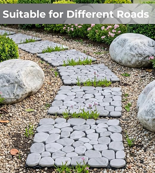 jxgzyy 4PCS Natural Stone Decking Tiles, 11.8"x11.8" Outdoor DIY Interlocking Flooring, Marble Stepping Stones Landscaping Decor for Garden, Patio, Backyard, Balcony, Path, Carrara White