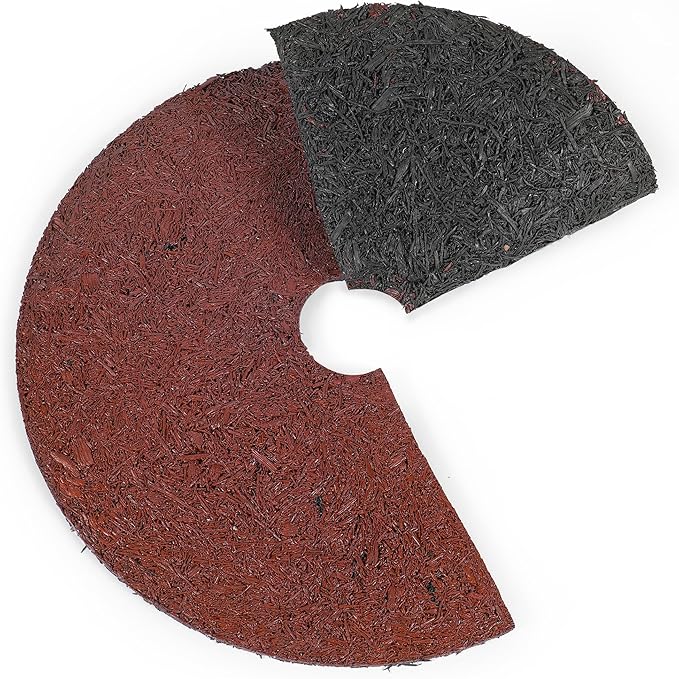 24-inch Heavy Duty Reversible Mulch Ring Tree Protector Rubber Mat for Tree Protection – Natural Look Weed Preventer Ring with Easy Installation - (Reversible)