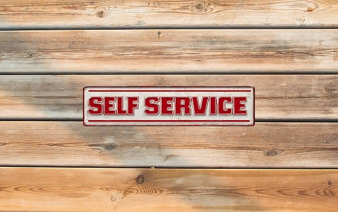 Vintage Tin Sign Retro Metal Self Service Signs For Home Decor Stylish Wall Art Plaques Gift For Home Bathroom Kitchen And Gothic Wall Decor In Every Room 4x16 In