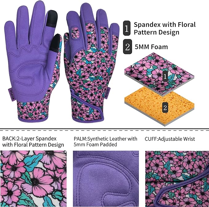 Gardening Gloves,Women Yard Work Garden Glove,Gifts | Thorn Proof,Puncture Resistant,Touchscreen,Gift,Leather,Spandex