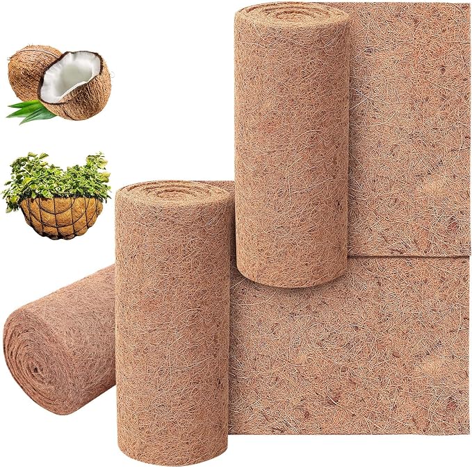 Jetec Coconut Liners for Planters, 12 x 240 Inch Natural Coco Planter Roll Liner for Hanging Basket, Reptile Carpet, Fiber Mat, Garden Decoration, Animal Pet Reptile Pad