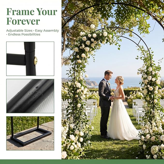 Thorise 7.9 Ft H x 4.6 Ft W Metal Pergola Arbor,Assemble Freely 2 Sizes,for Various Climbing Plant Wedding Garden Arch Bridal Party Decoration Wide Arbor
