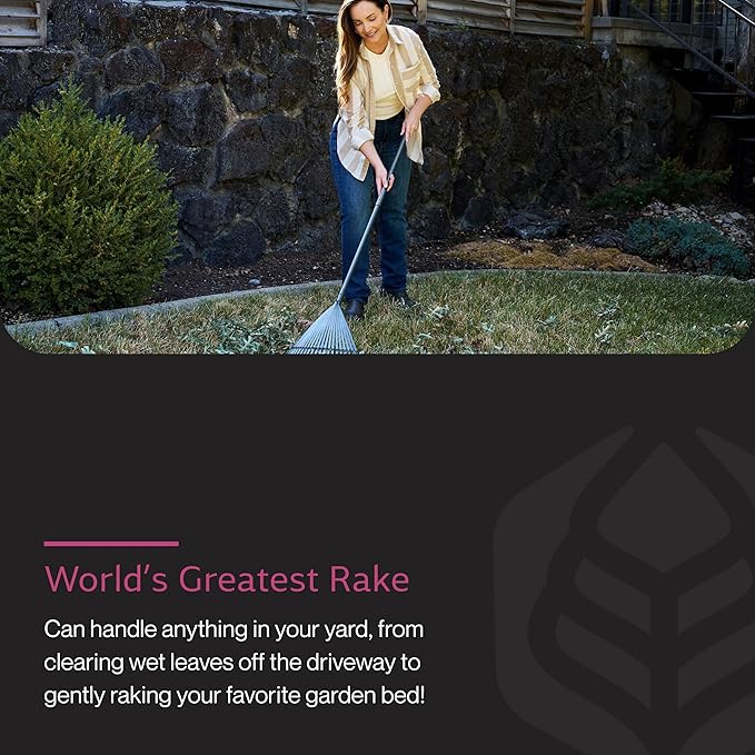 Yard Butler ILT-20 World’s Greatest Rake Garden Rake for Lawncare - Convenient Garden Cleaning Accessory - Lightweight Wooden Handle - Steel Tines - Easy to Maneuver