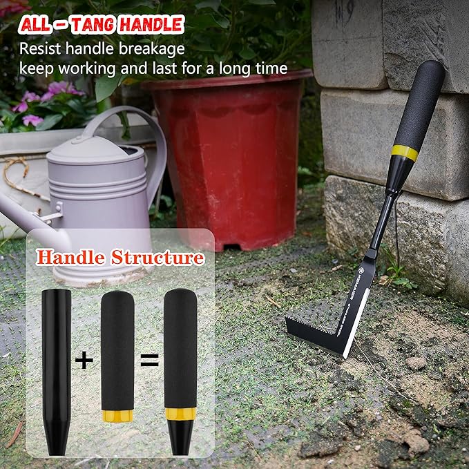 Kemaier Weeding Tool - Heavy Duty Stainless Steel Weed Remover Tool for Driveway Crack Weeding and Sidewalk Pavement Weed Removal, Efficient Weed Puller Tool for Narrow Gaps and Brick Joints