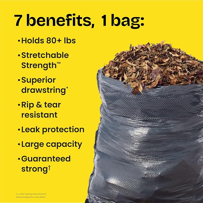 Glad Trash Bags, ForceFlex Large Garbage Bags ‚ 30 Gallon Black Trash Bag ‚ 68 Count (Package May Vary)
