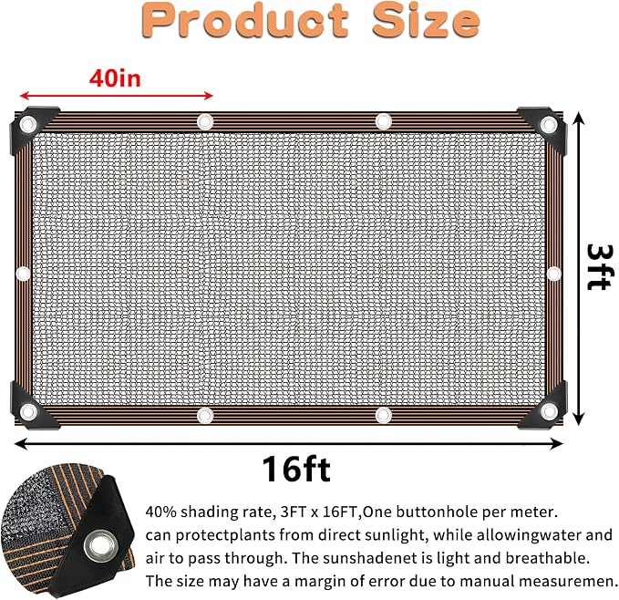 Shade Cloth for Plants Greenhouse, 40-50% Sunblock Shade Sails -for Outdoor Garden Pergola Patio Lawn Plant Sun Shade Cloths for Kennel Chicken Coop Easier to Hang Shade Net Cover